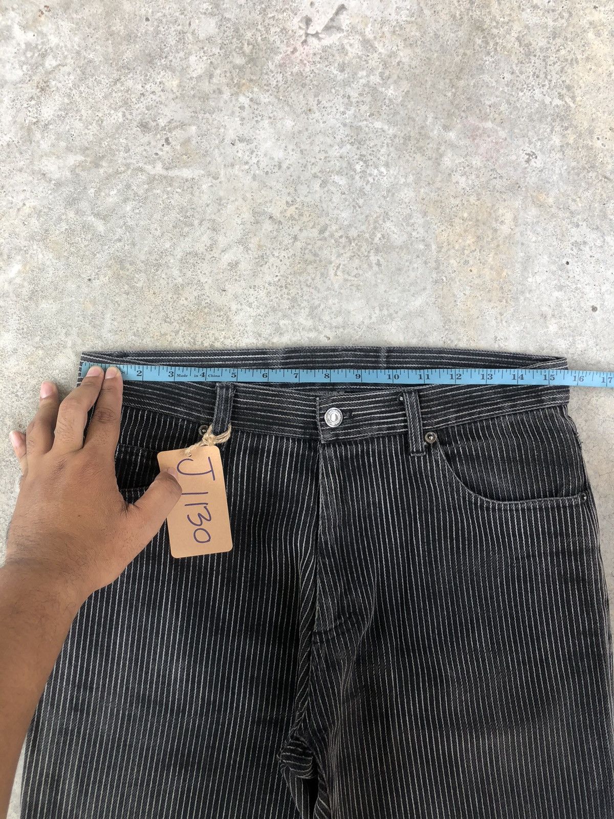 Tornado Mart Japanese Studio Sho Flared Jeans Hickory Stripe Distressed Size US 31 - 18 Thumbnail
