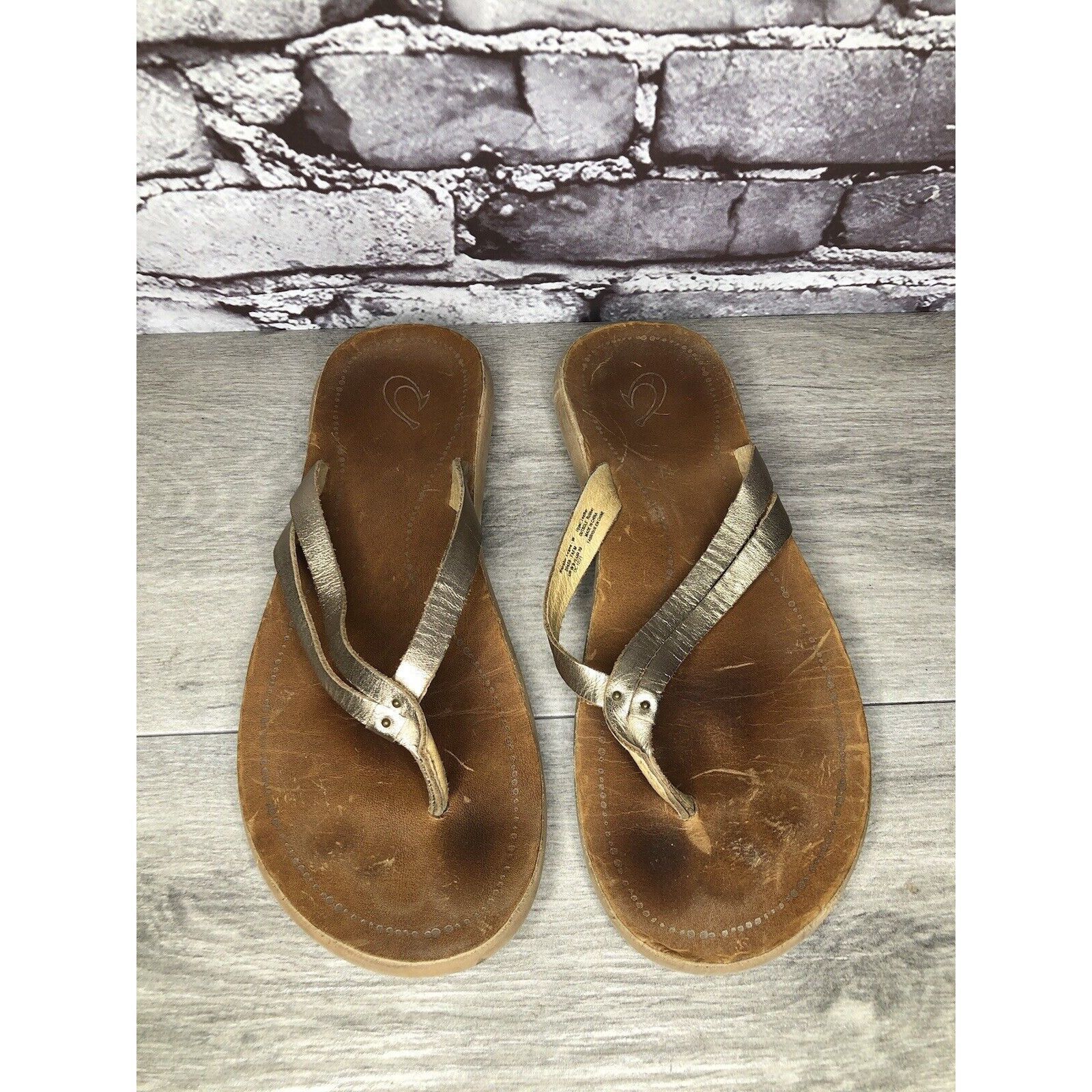Olukai Olukai Kapehe Luana Gold Leather Beach Flip Flops Sandals Wo Size US 9 / IT 39 - 16 Thumbnail