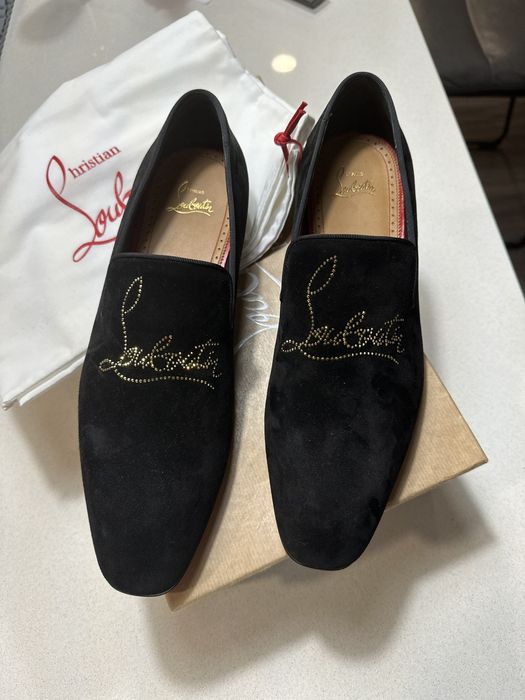 Christian Louboutin Muloman Leather Slippers in Black for Men