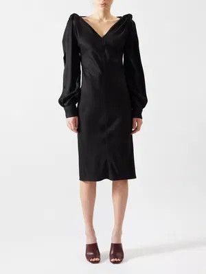 Bottega Veneta o1y0725 Midi Dress in Black Size XS / US 0-2 / IT 36-38 - 1 Thumbnail