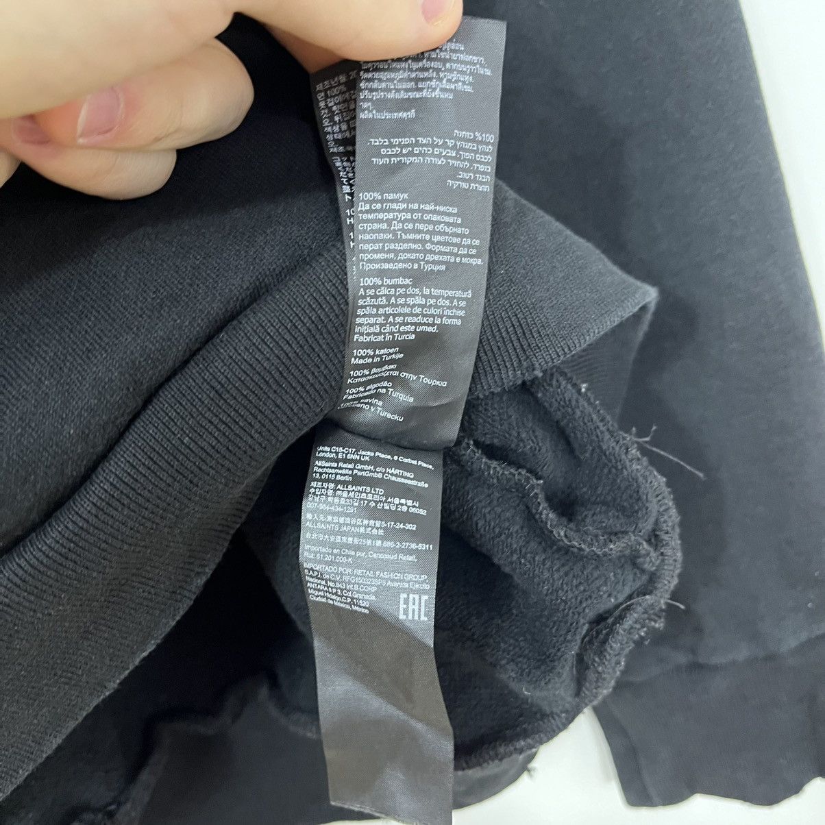 Allsaints Allsaints Big Central Logo Distressed Black Hoodie Y2K Size US L / EU 52-54 / 3 - 8 Thumbnail
