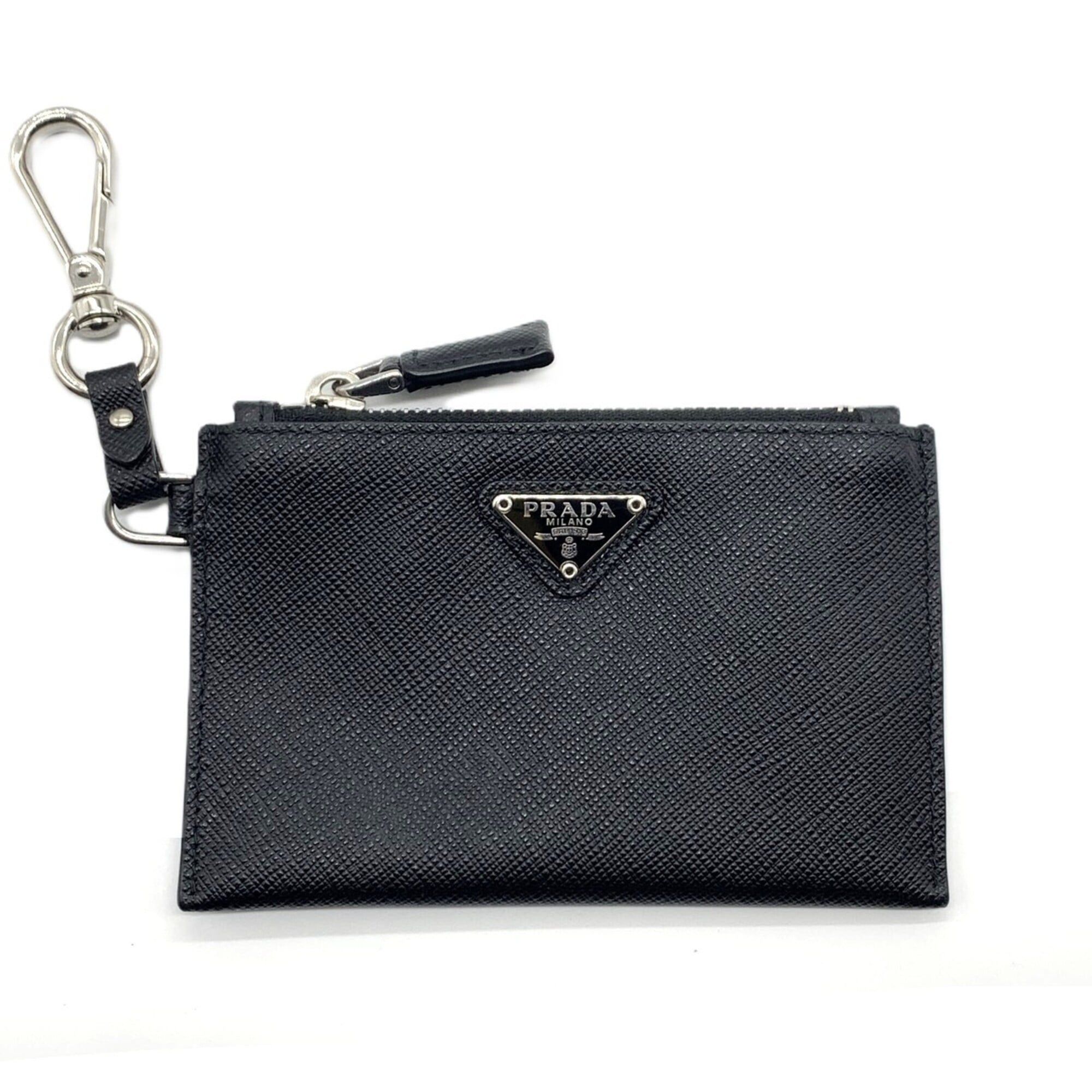 Prada Prada Saffiano Keychain & Coin Case Card Triangle Black PRADA Size ONE SIZE - 1 Thumbnail