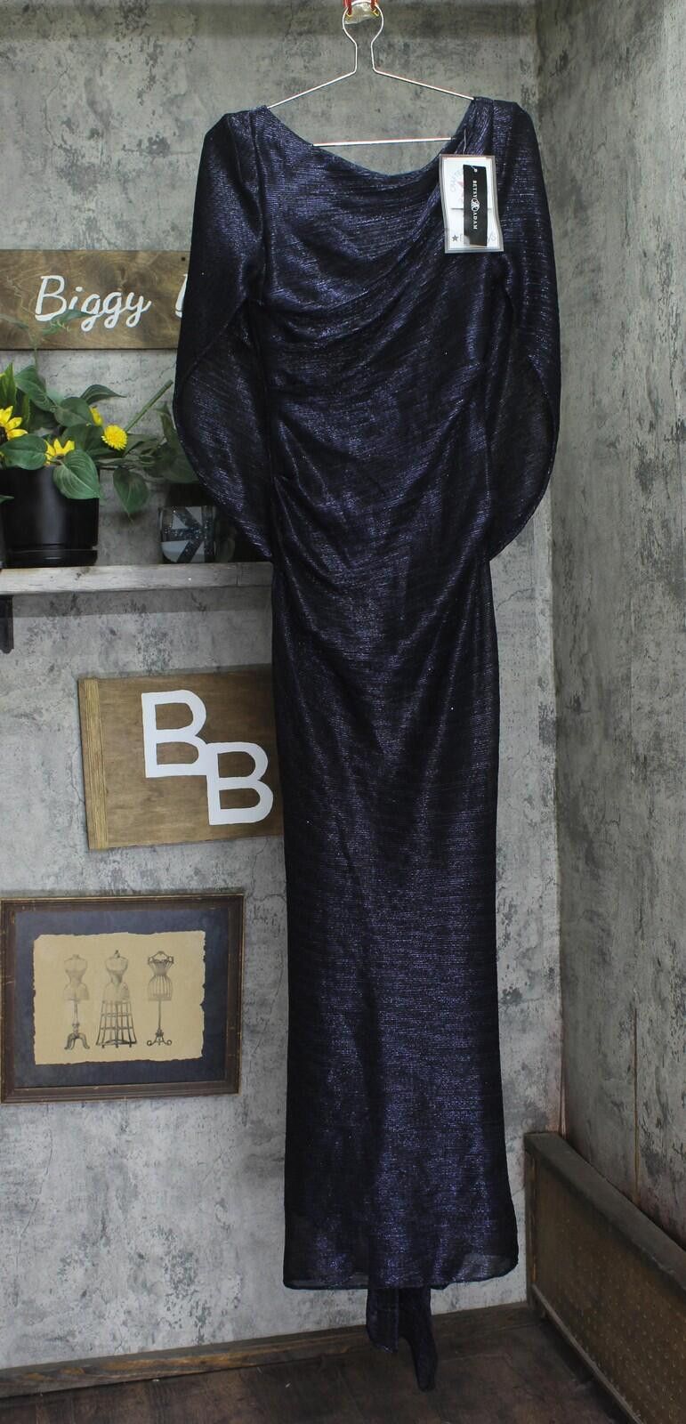 Other Betsy & Adam Metallic Cape Gown A24013d Navy Blue / Royal 4 Size S / US 4 / IT 40 - 1 Thumbnail