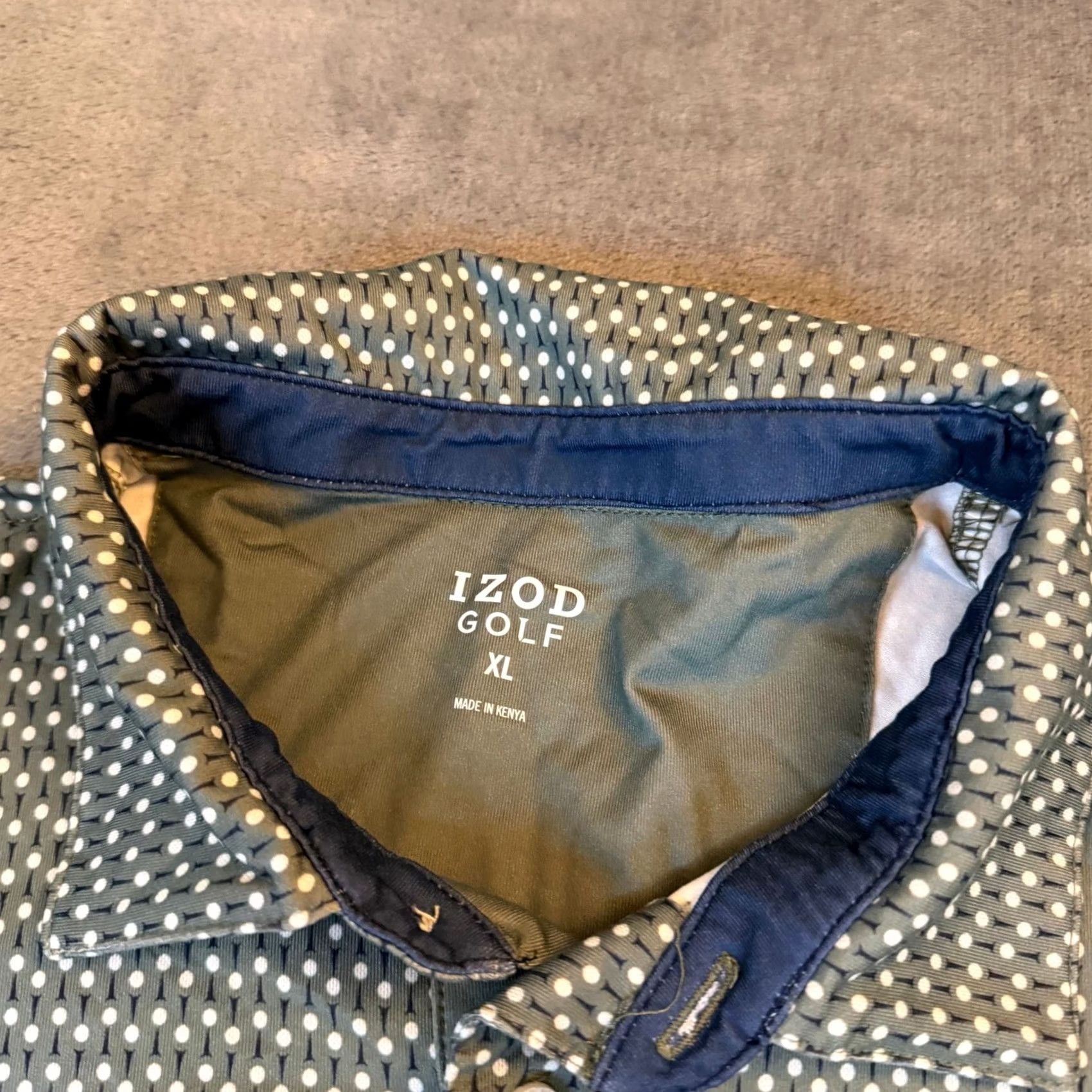 Izod Izod Golf Polo Shirt Mens XL Green Geometric Print Performance Stretch Moisture Wicking Polo Shirt Activewear Casual Mens Size US XL / EU 56 / 4 - 2 Thumbnail