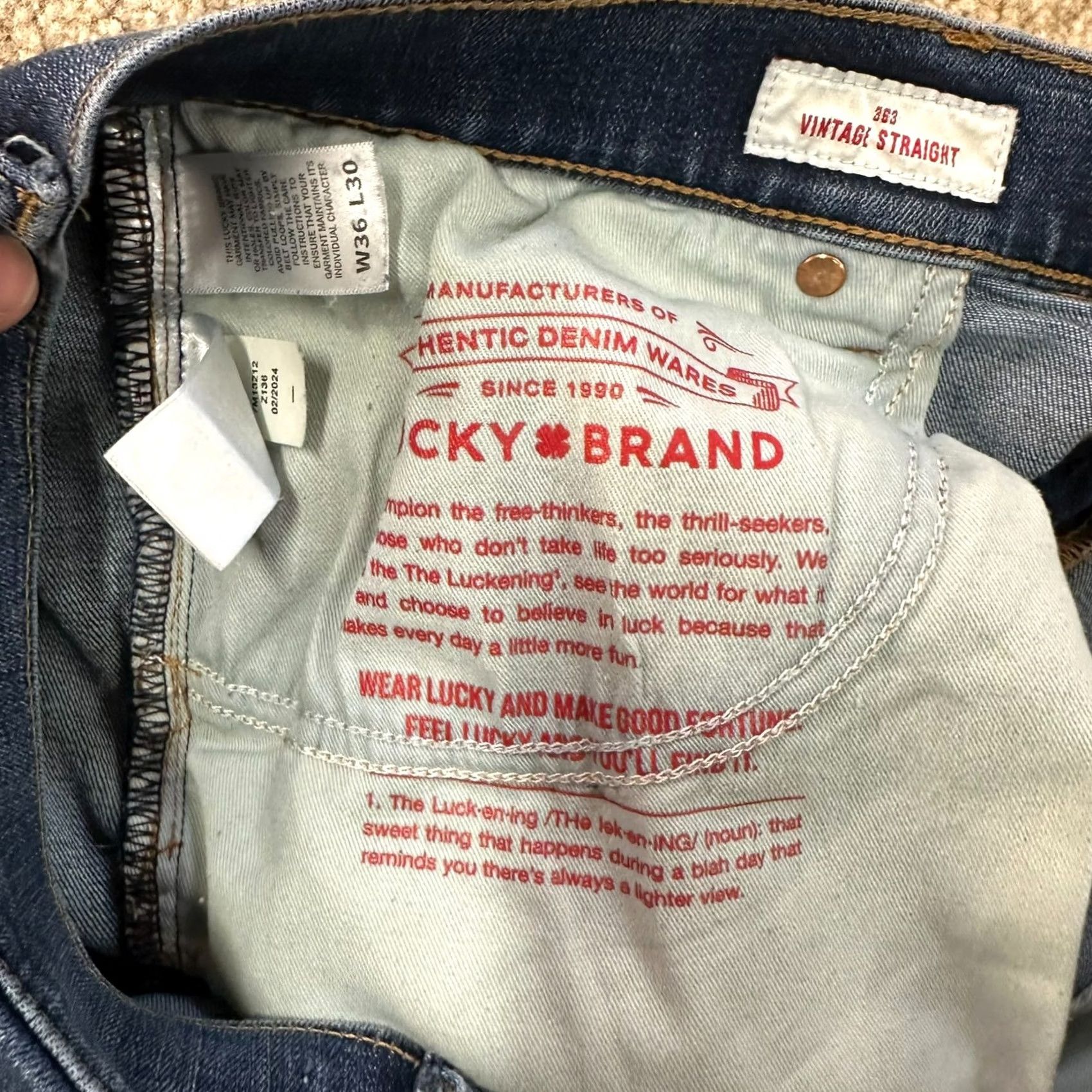 Lucky Brand Lucky Brand 363 Jeans Mens 36x30 Blue Denim Straight 5-Pocket Regular Rise Mid Vintage: No (adjusted for clarity) Size US 36 / EU 52 - 5 Thumbnail