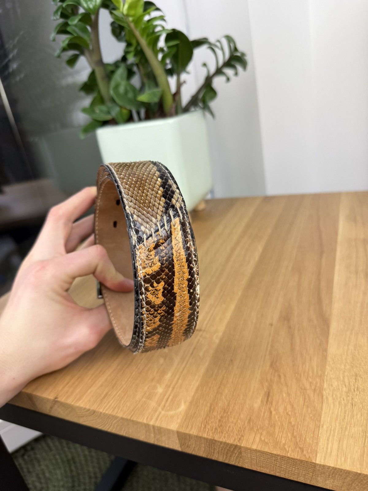 Japanese Brand × Vintage Vinatge Phyton Reptiles Leather Belt Size 36 - 2 Thumbnail