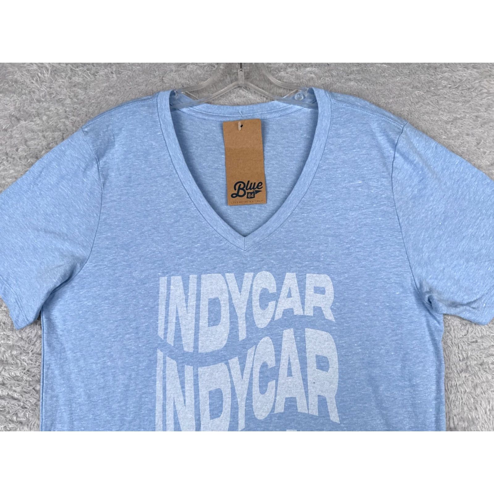 Vintage Indycar Shirt Womens 2XL Blue Racing Short Sleeve V-Neck Tri-Blend T-Shirt Guess? Size XXL / US 16-18 / IT 52-54 - 4 Thumbnail