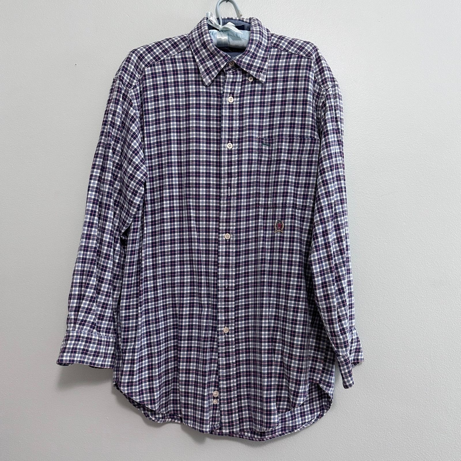 Tommy Hilfiger Vintage Tommy Hilfiger navy blue plaid flannel button down M Size US M / EU 48-50 / 2 - 2 Thumbnail
