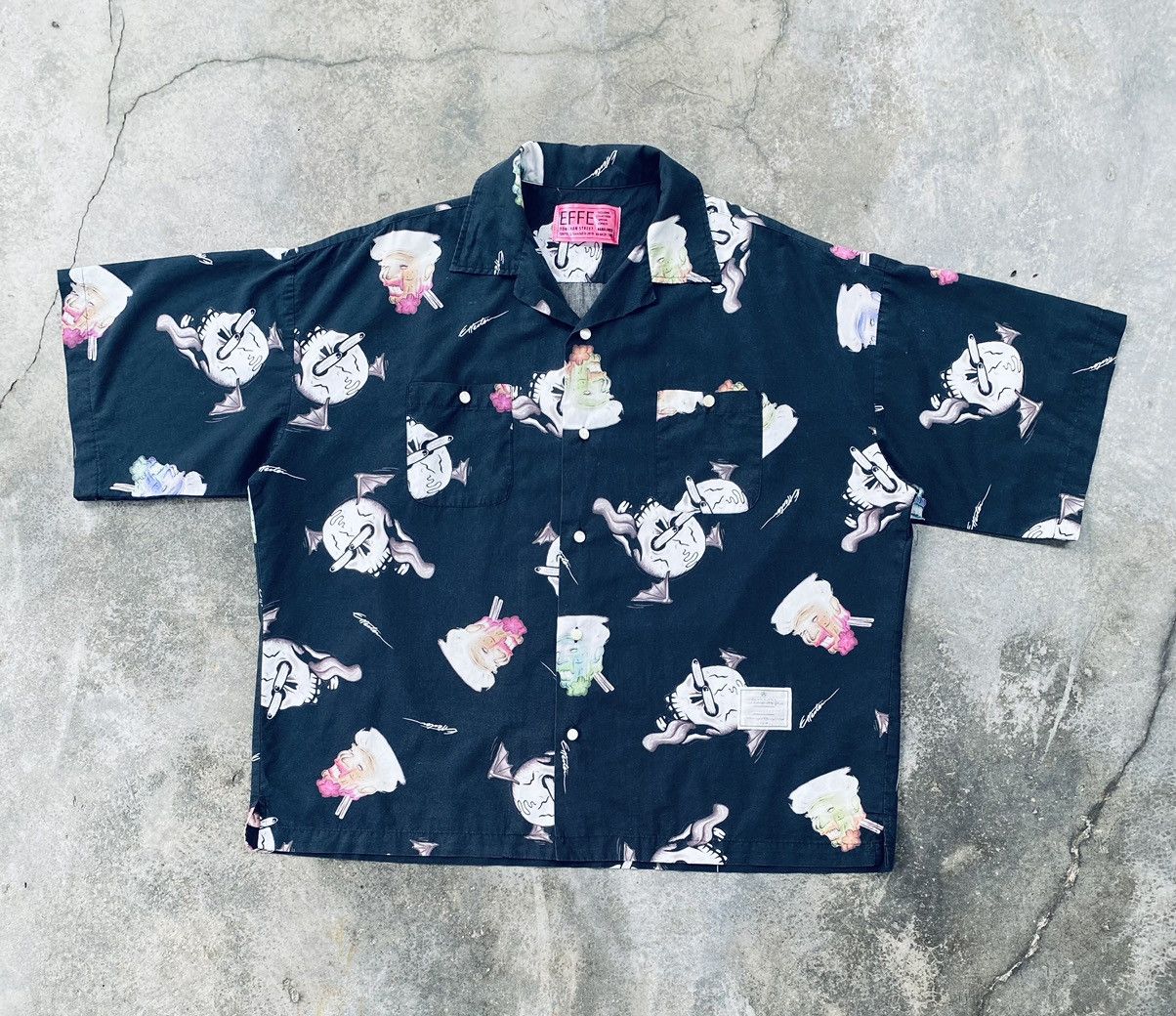 Japanese Brand Vintage Effe Harajuku Printed Open Collar Button Ups Size US XL / EU 56 / 4 - 1 Thumbnail