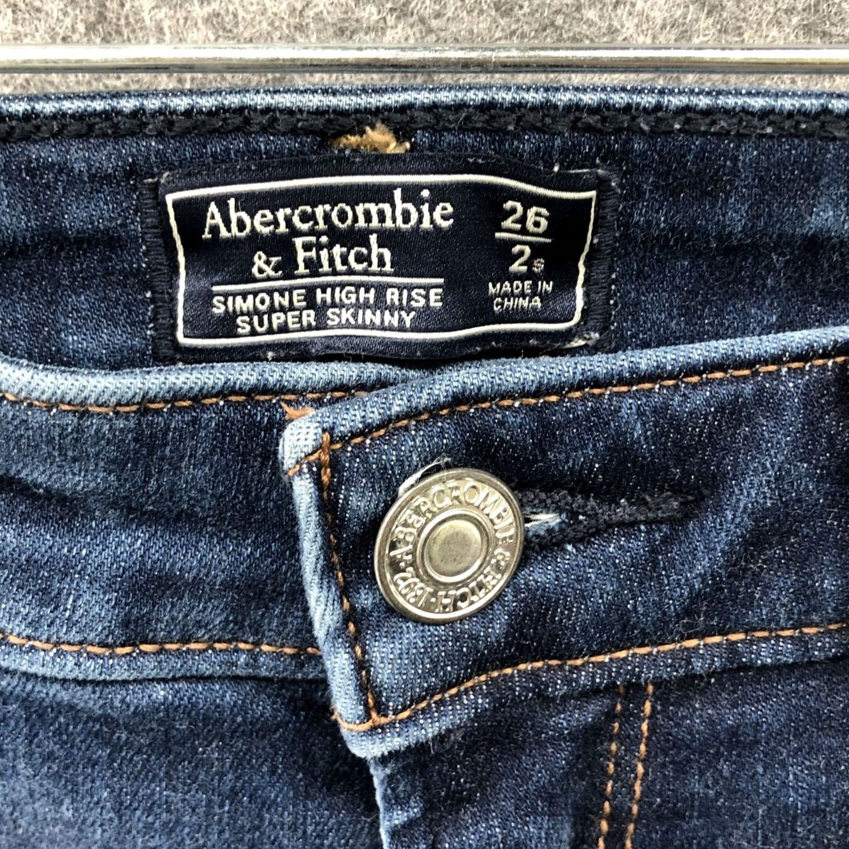 Abercrombie & Fitch Abercrombie & Fitch Simone High Rise Super Skinny Jeans Size 26 2P Distressed Blue Womens Size 26" / US 2 / IT 38 - 5 Thumbnail