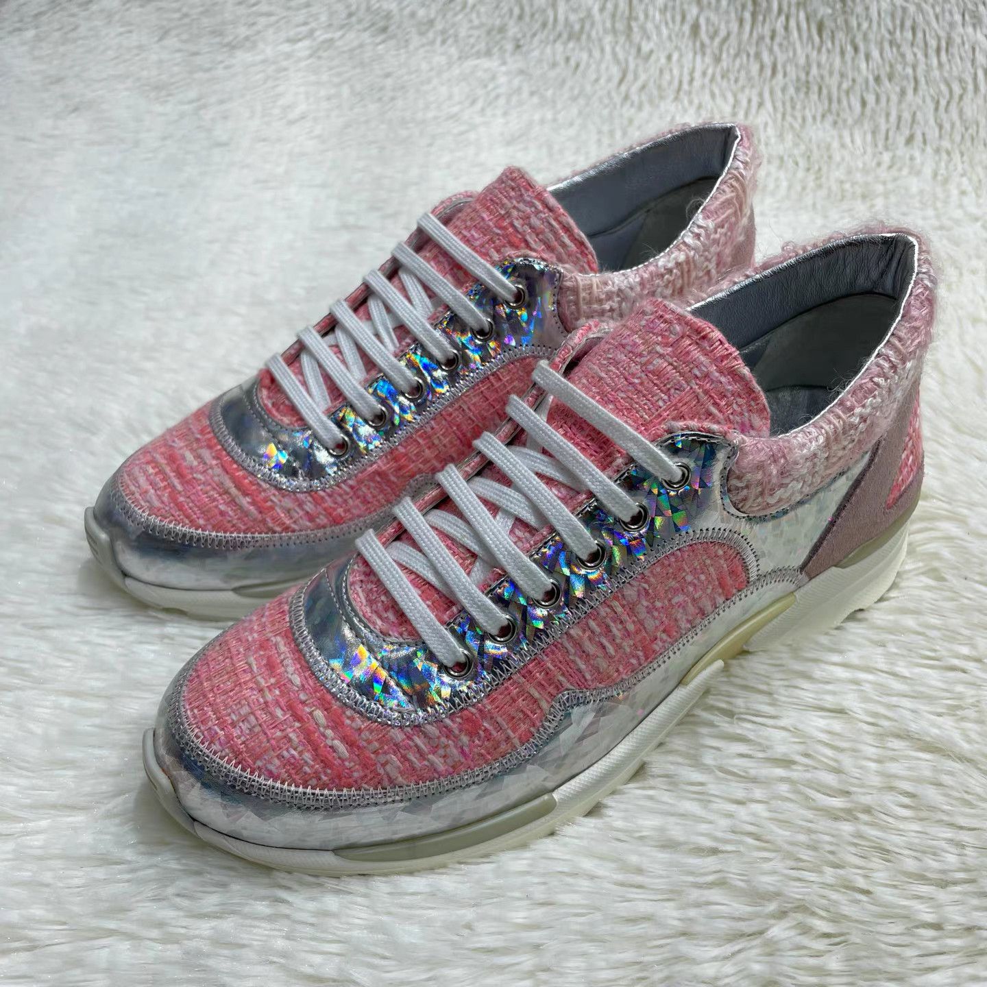 Chanel CHANEL Tweed Woven Low-Top Casual Sneakers K15 Size US 6 / IT 36 - 1 Thumbnail