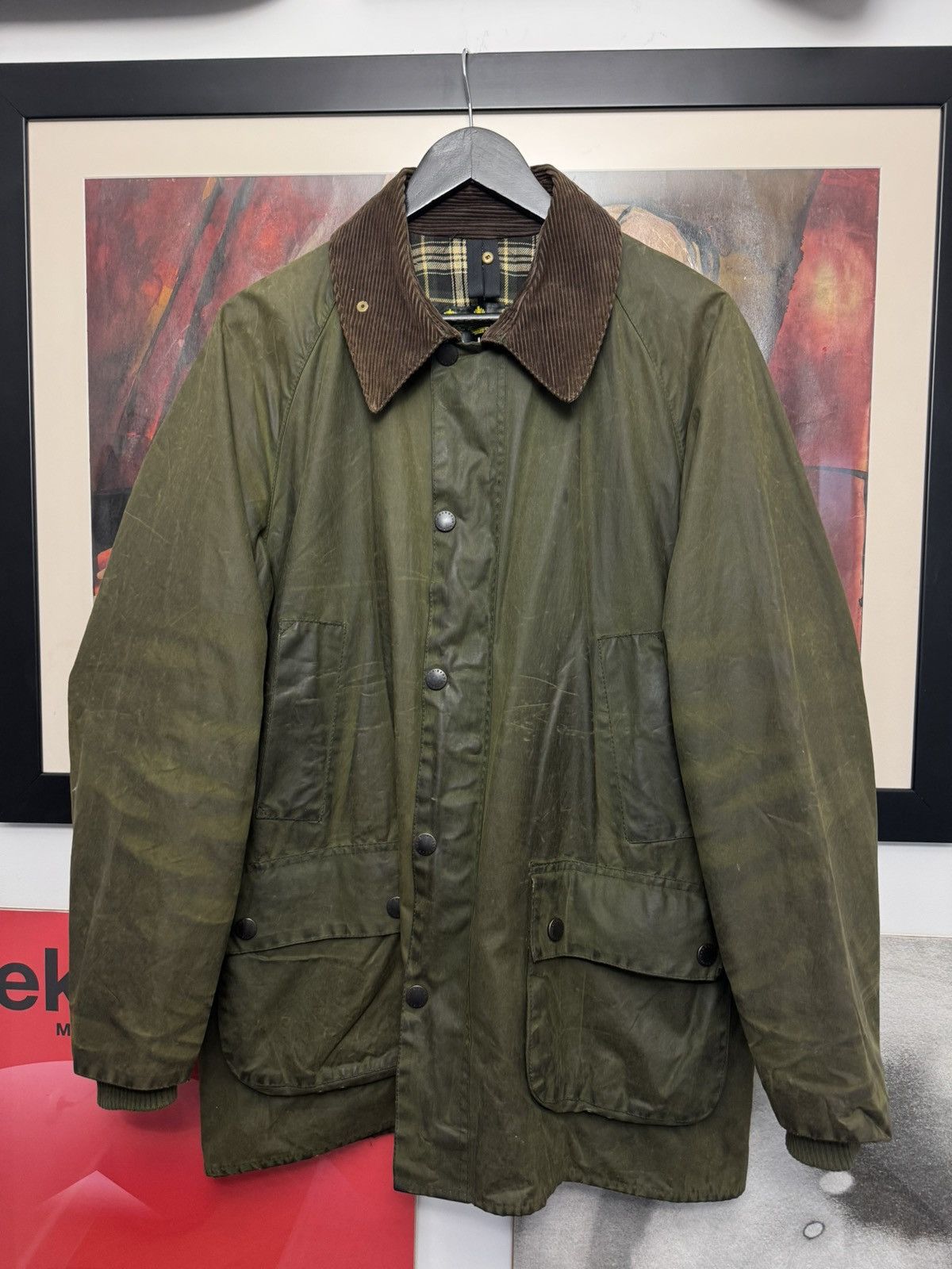 Barbour Vintage Distressed Barbour Bedale Waxed Jacket Corduroy Rare Size US M / EU 48-50 / 2 - 1 Thumbnail