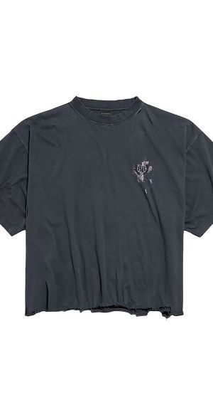 o1s1wg110626 555 / Nail Polish Cropped T-Shirt Faded Black