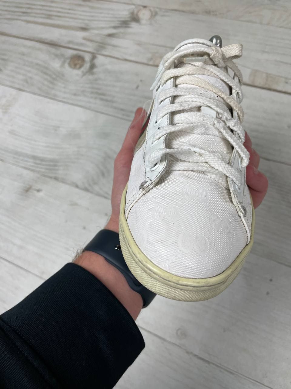 Gucci Gucci Guccissima Leather and Canvas Web Detail Sneakers Size US 8 / IT 38 - 11 Thumbnail