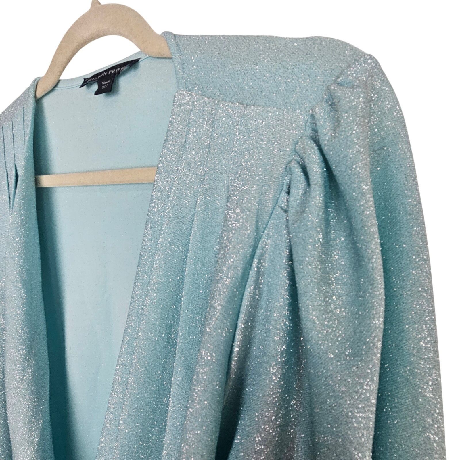 Boston Proper Boston Proper Glitter Surplice Top Sz M Sparkle Puff Sleeve Size M / US 6-8 / IT 42-44 - 6 Thumbnail