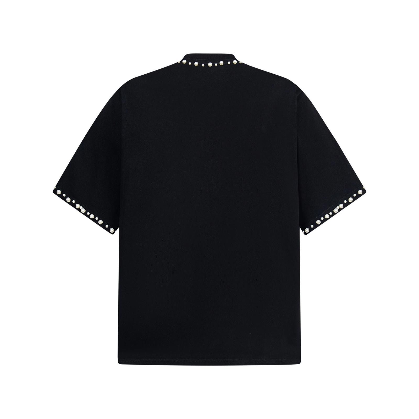 Designer Pearl and Rhinestone Embellished Statement Tee Size US M / EU 48-50 / 2 - 4 Thumbnail