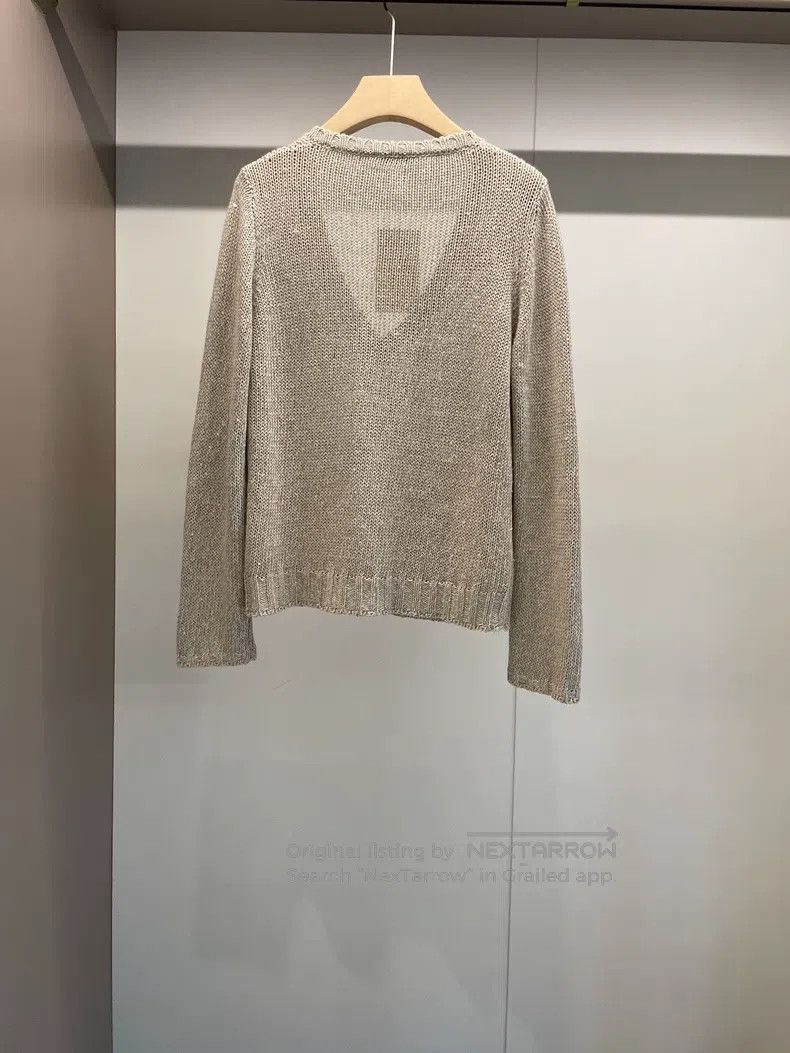 Brunello Cucinelli Brunello Cucinelli Light Khaki Linen Sequin Sweater Size M / US 6-8 / IT 42-44 - 2 Thumbnail