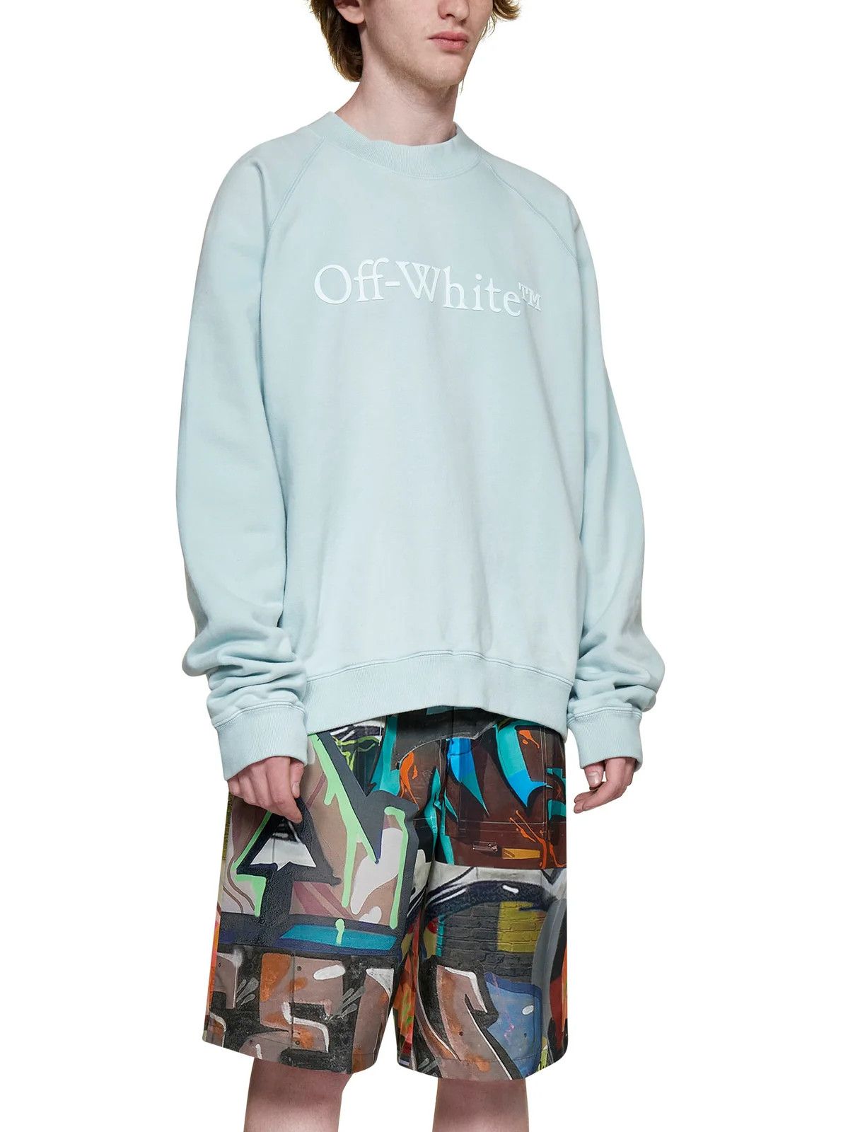 Off-White o1y0325 Logo Crewneck Sweatshirt in Sky Blue Size US XS / EU 42 / 0 - 3 Thumbnail