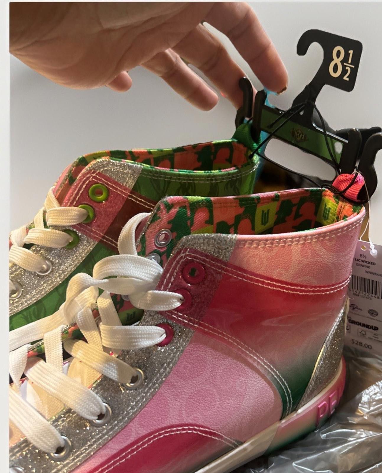 Ground Y WICKED Top Sneaker Pink Green Women's Sz8.5 ELPHABA GLINDA Size US 8.5 / IT 38.5 - 4 Thumbnail