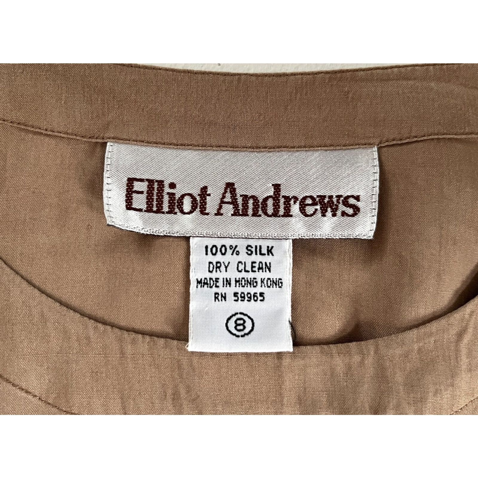 Vintage VINTAGE Women's Elliot Andrews Blouse Shirt 90s Silk Long Sleeve Sz 8 Brown Capricious Style Women’s Size M / US 6-8 / IT 42-44 - 7 Thumbnail