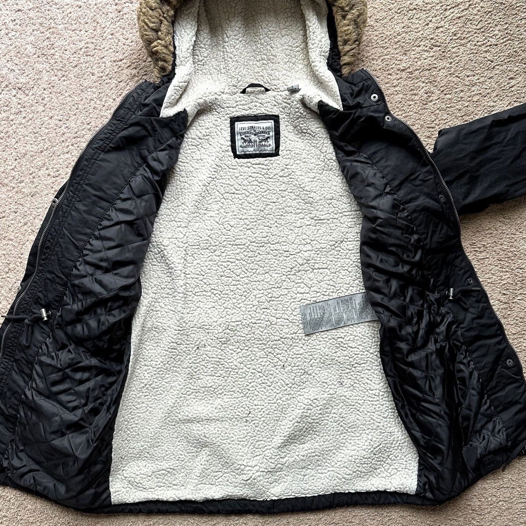 Levi's Levi Jacket Womens Small Full Zip Pockets Black Sherpa Fleece Lined Size S / US 4 / IT 40 - 3 Thumbnail