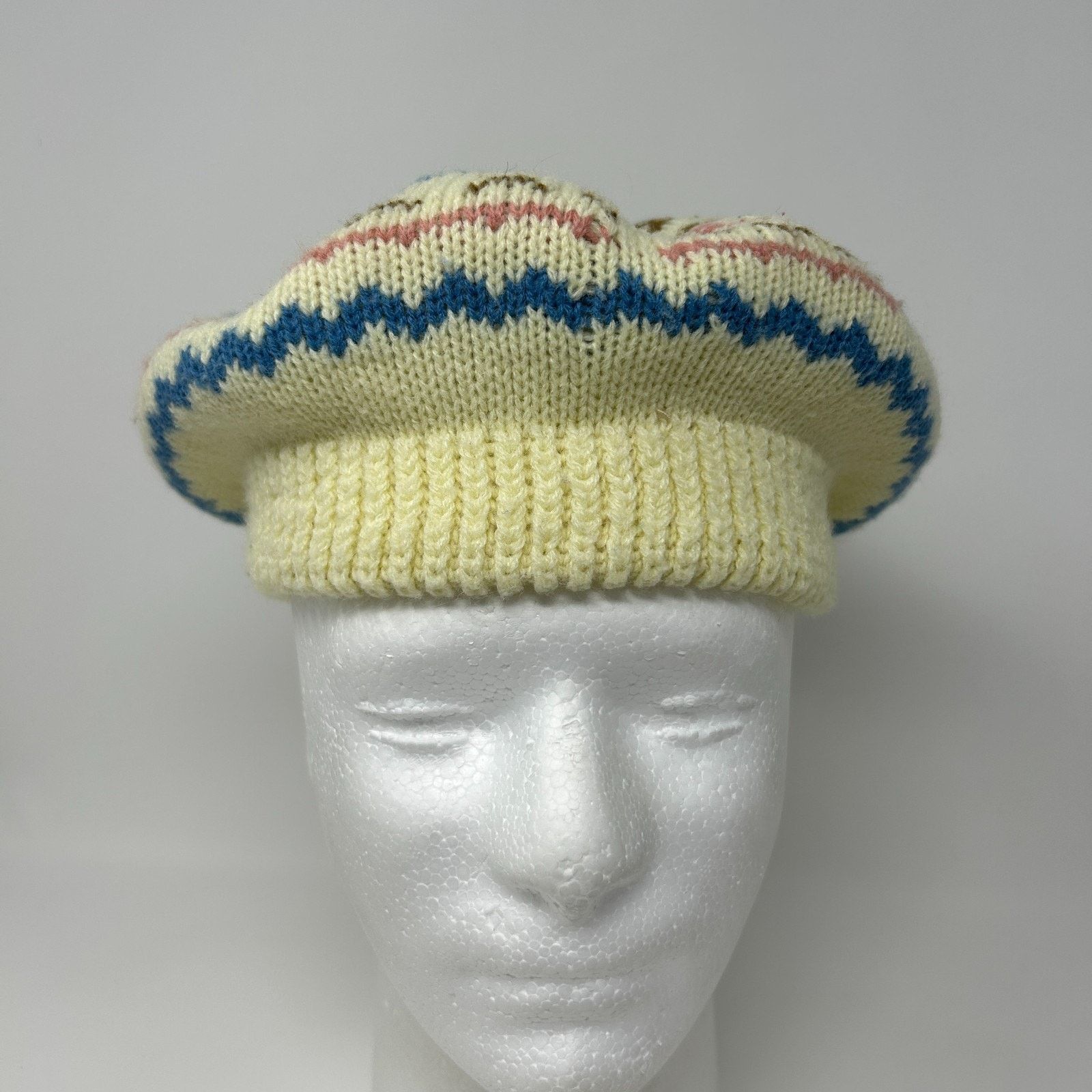 Vintage Vintage 80s 90s Fair Isle Beret Hat Paris Accessories Inc Size ONE SIZE - 4 Thumbnail