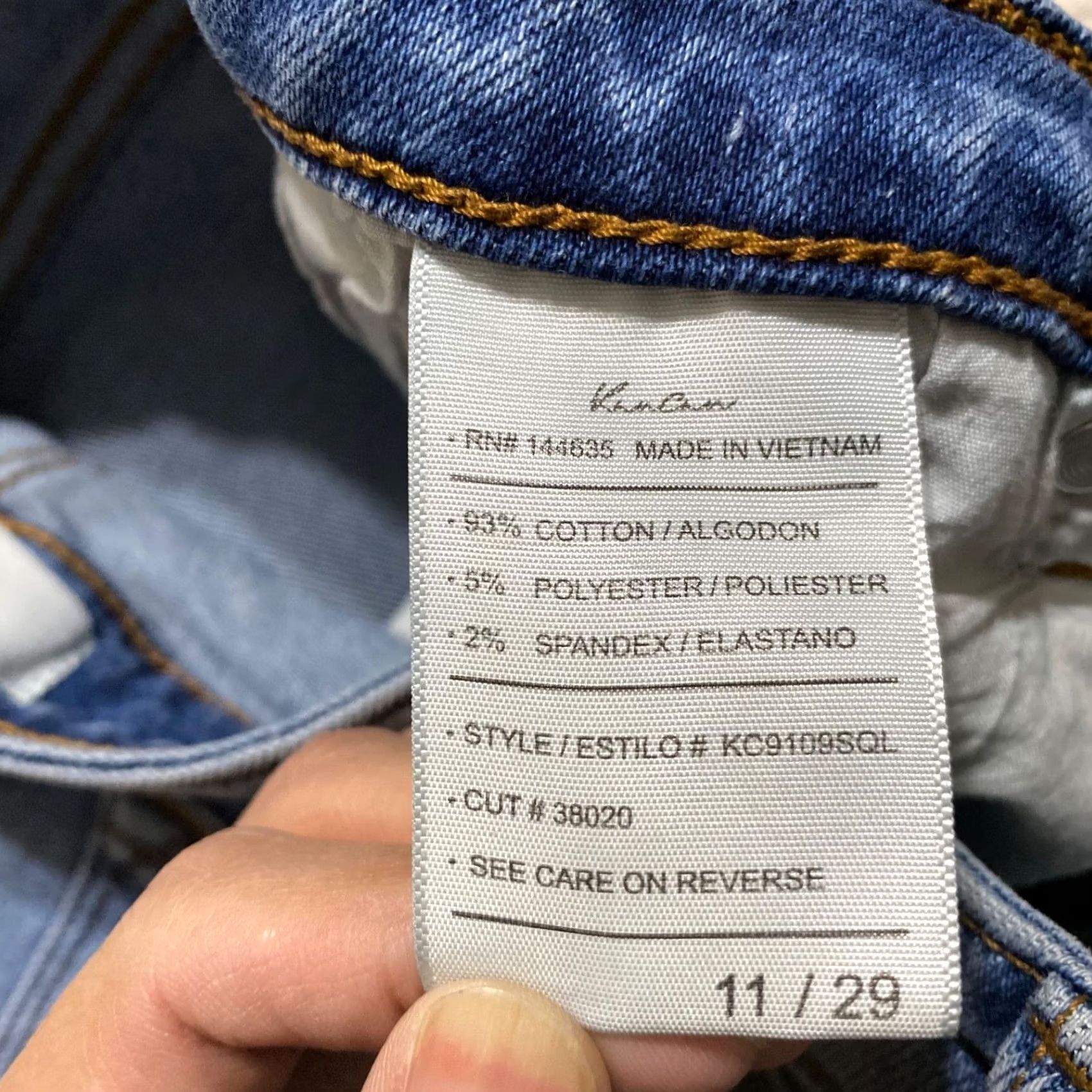 Vintage KanCan Womens Jeans Blue Denim Medium Wash Skinny Raw Hem Distress High Rise Size 11 Size 32" / US 10 / IT 46 - 4 Thumbnail