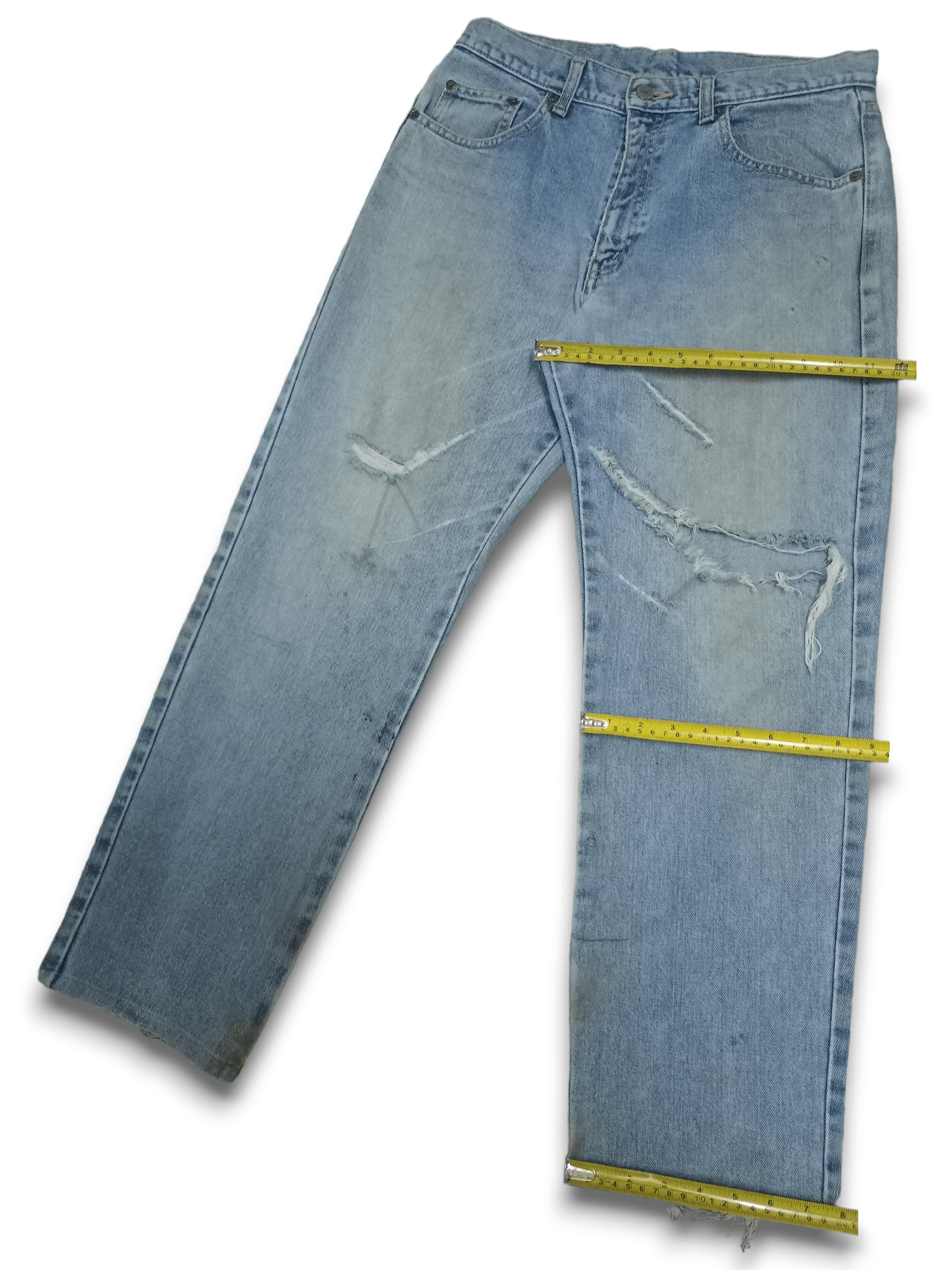 Japanese Brand Vintage Japanese Brand Blue Wash Distressed Loose Jeans Size US 30 / EU 46 - 11 Thumbnail