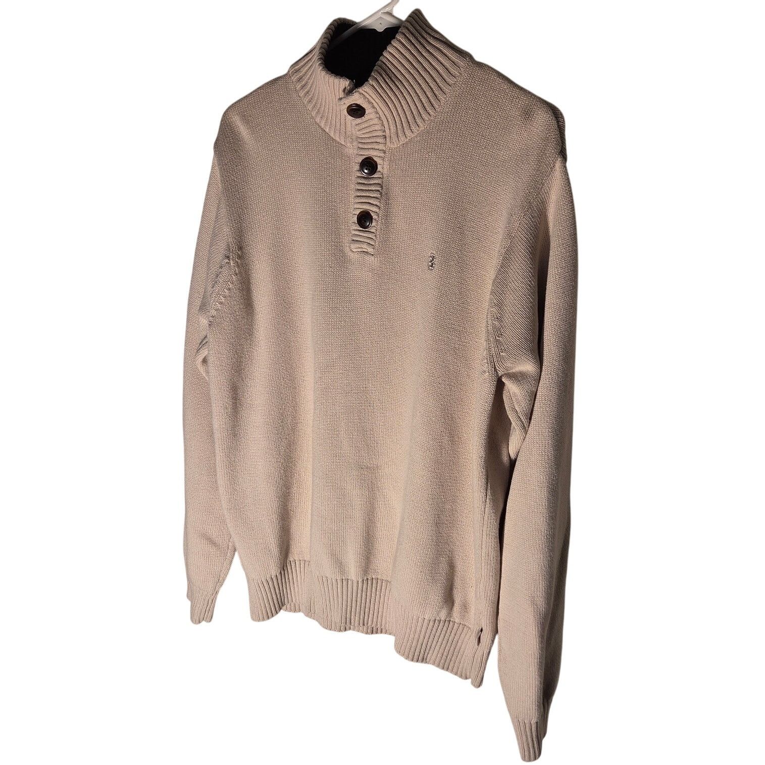 Izod IZOD Cream Quarter Button Pullover Sweater - Men's Large Size US L / EU 52-54 / 3 - 4 Thumbnail
