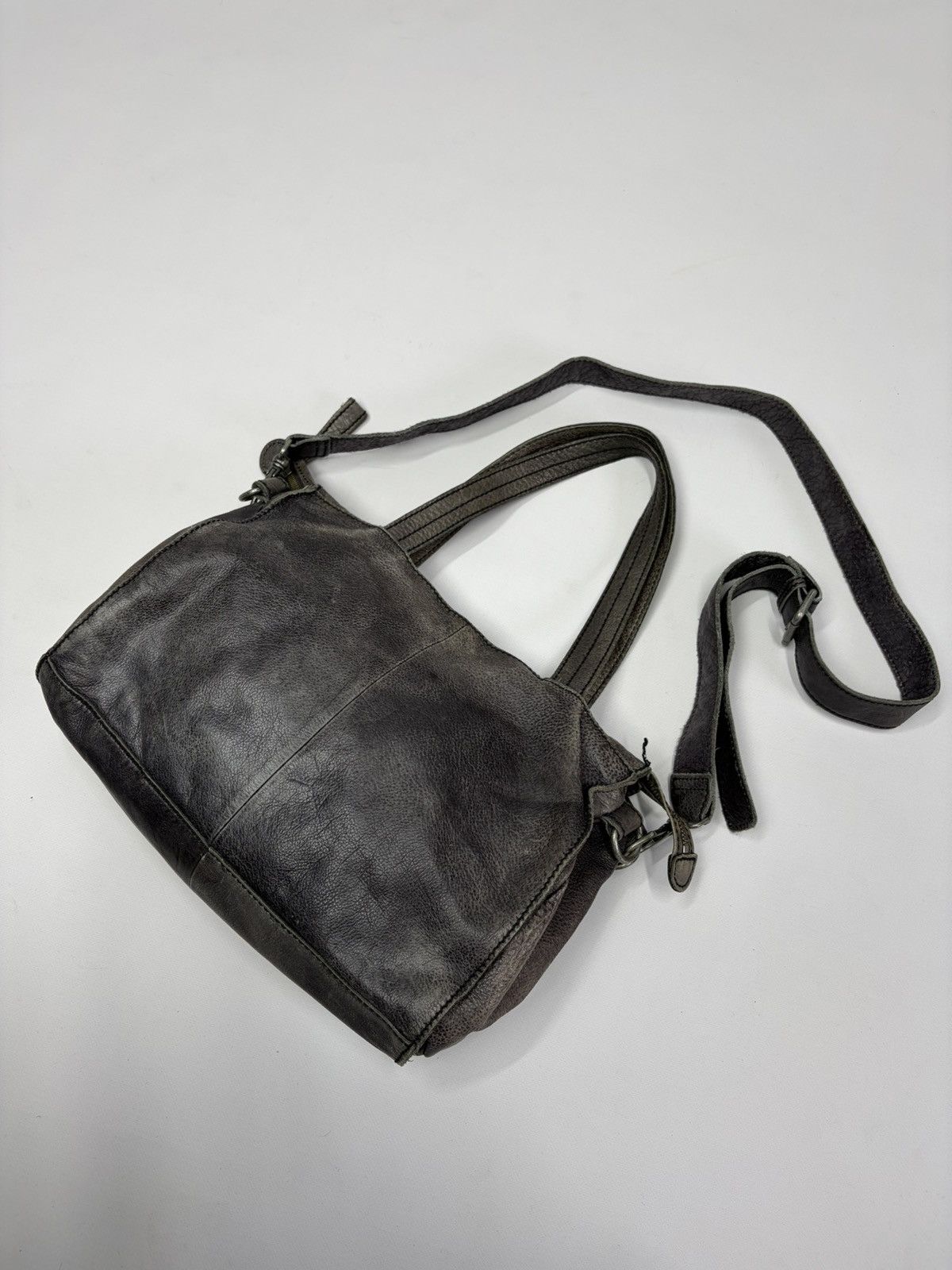KMRii Oversized Artisan Gray Leather Shoulder Bag Rick Owens Vibe Size ONE SIZE - 12 Thumbnail