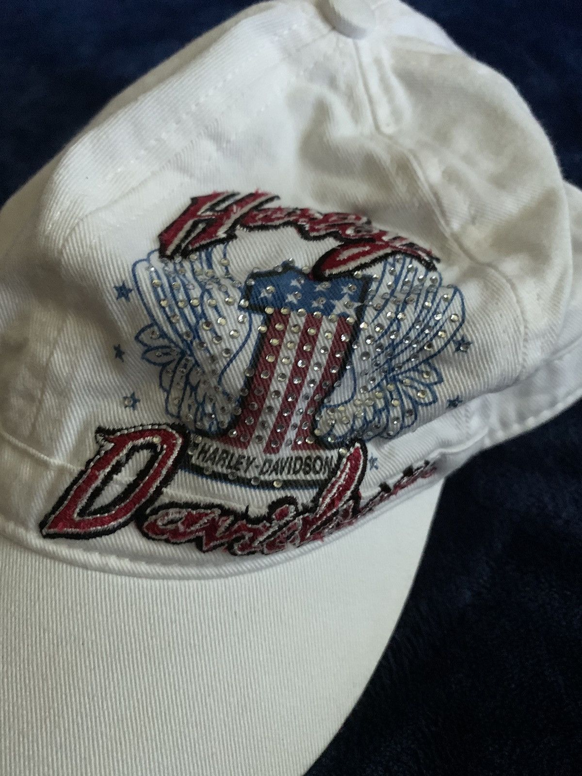Harley Davidson × Vintage Harley Davidson Hat Vintage Streetwear Rhinestone Fashion Size ONE SIZE - 5 Thumbnail