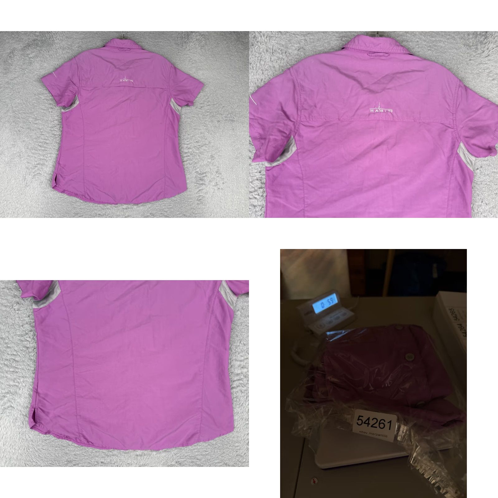 Habitat Habit Shirt Women Large Purple Button Up Cotton Vented Short Sleeve Fish Outdoor Casual Shirt Size L / US 10 / IT 46 - 9 Thumbnail