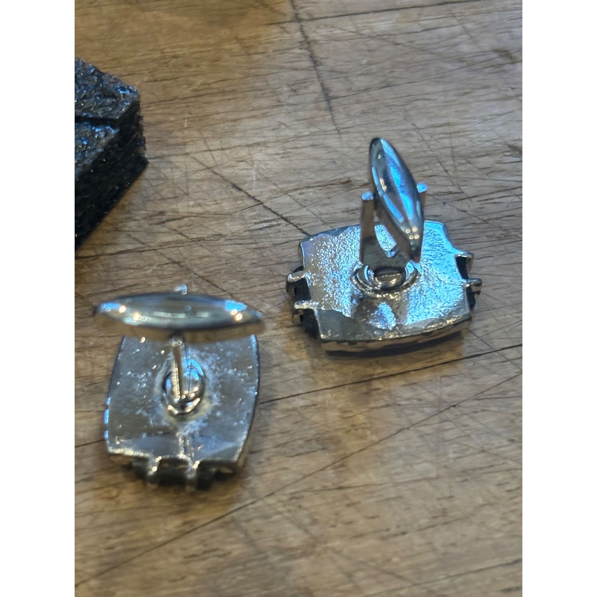 Other Vintage Silver & Black Cufflinks With Box Size ONE SIZE - 2 Thumbnail