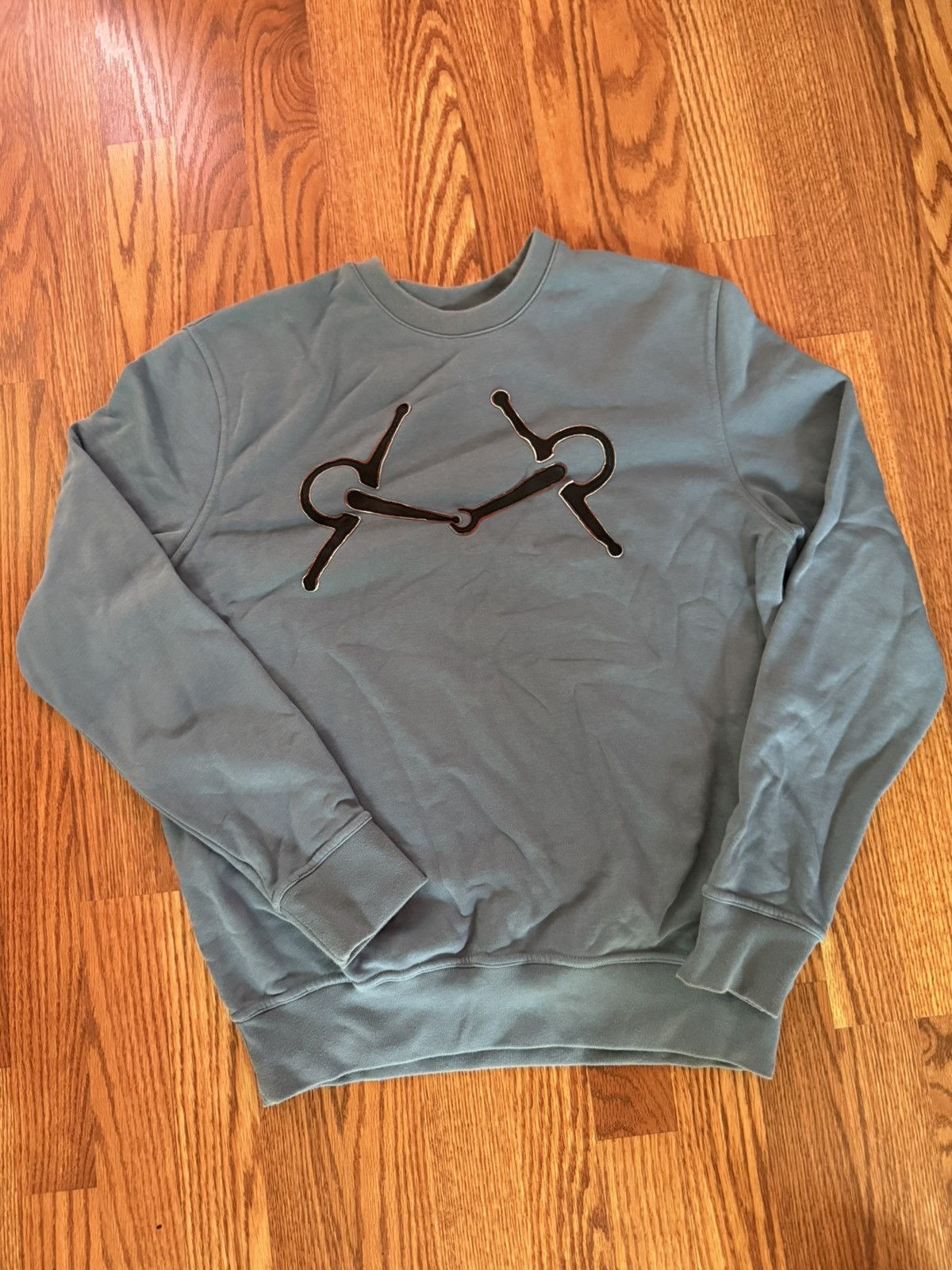 Hermes Blue Hermès "Mors" Knit crewneck sweatshirt with leather Size US XL / EU 56 / 4 - 1 Thumbnail