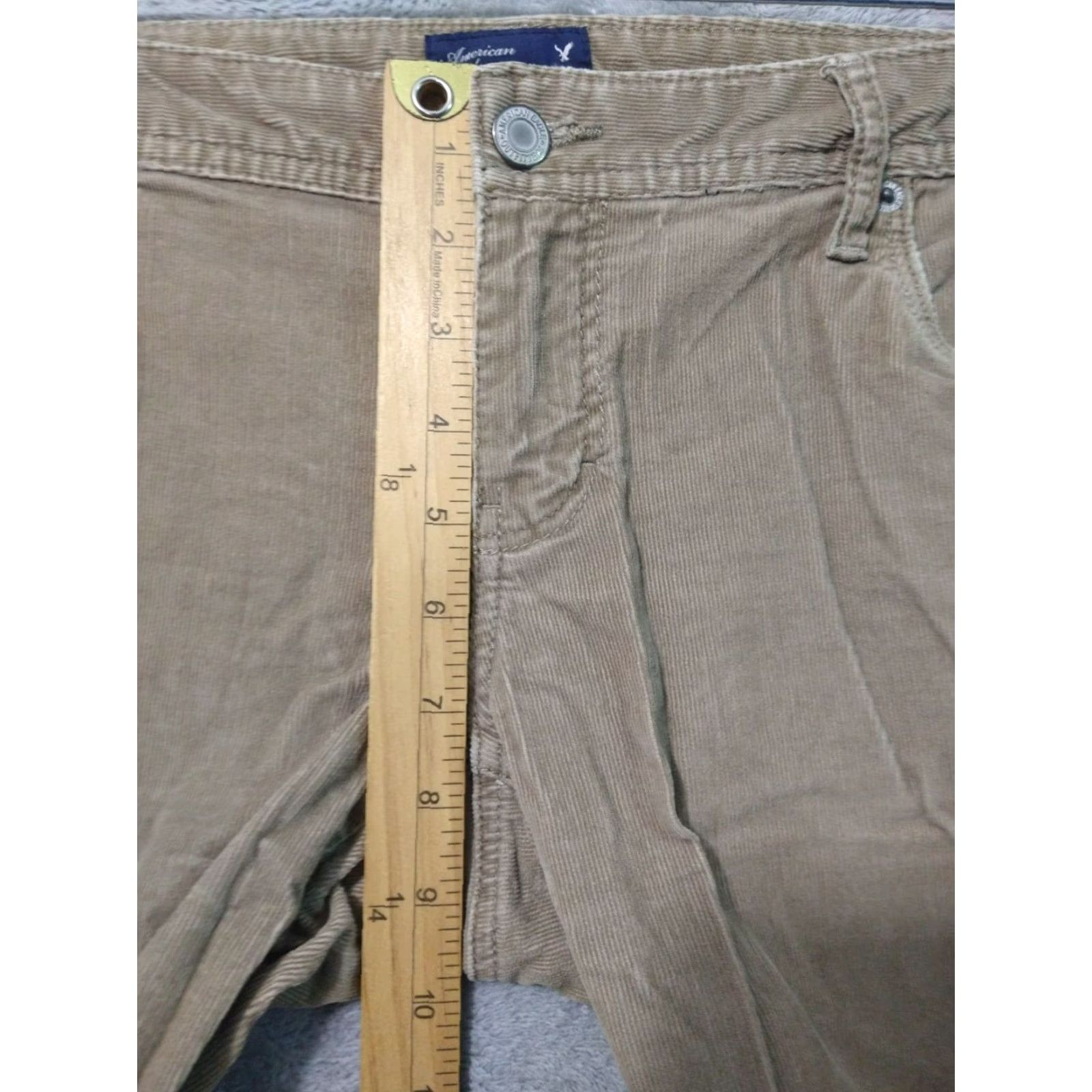 American Eagle Outfitters American Eagle Pants Womens 10 Beige Corduroy Straight Leg Stretch 90s Y2K Size 32" / US 10 / IT 46 - 4 Thumbnail