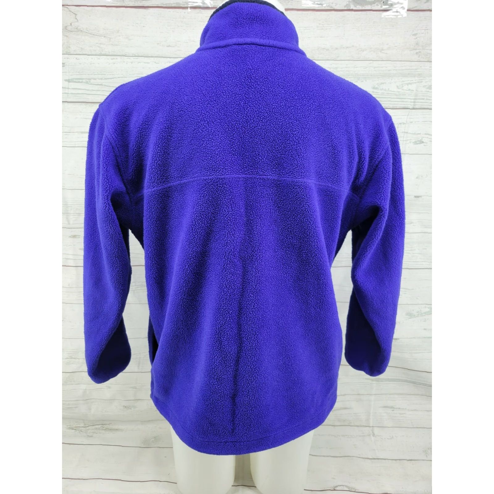 Vintage L.L. Bean Mens Blue Fleece Sweater Pullover Large Nyl Polyester Spandex 1/4 Button Pockets Mock Neck Sweatshirt Outdoor Casual Shirt Mens Large Blue Size US L / EU 52-54 / 3 - 7 Thumbnail