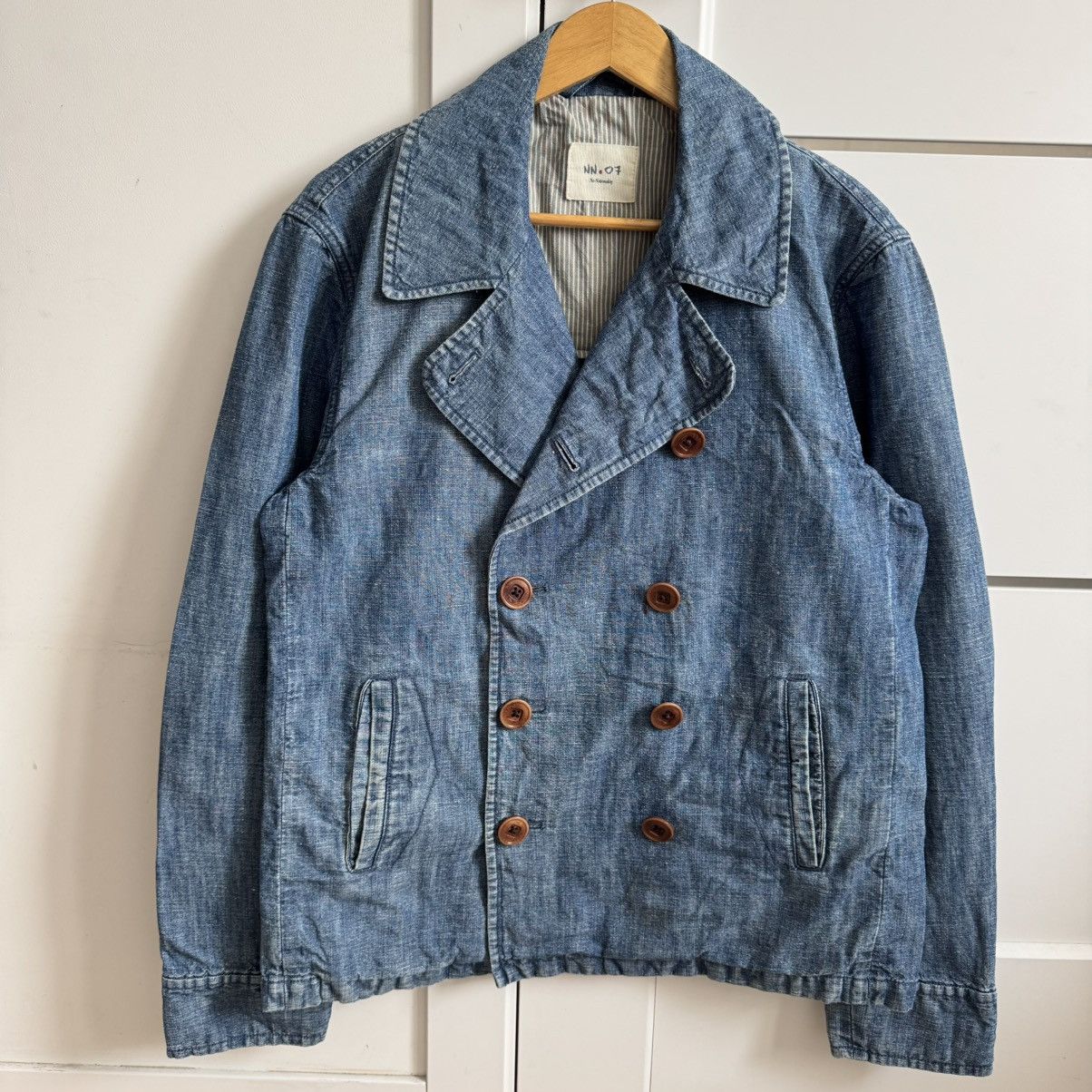 NN07 NN.07 vintage double breasted linen rare peacoat jacket Size US S / EU 44-46 / 1 - 1 Thumbnail