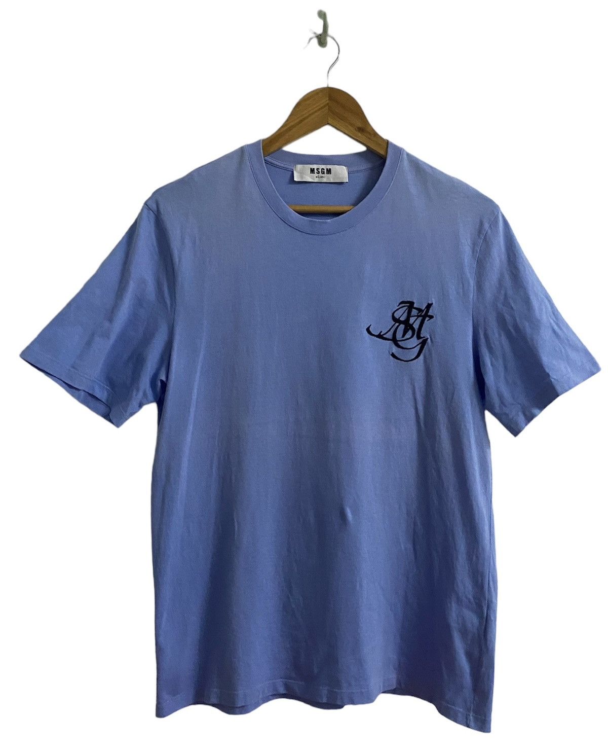 image of Italian Designers Msgm Milano Short Sleeve T-Shirt in Blue, Men's (Size Large)