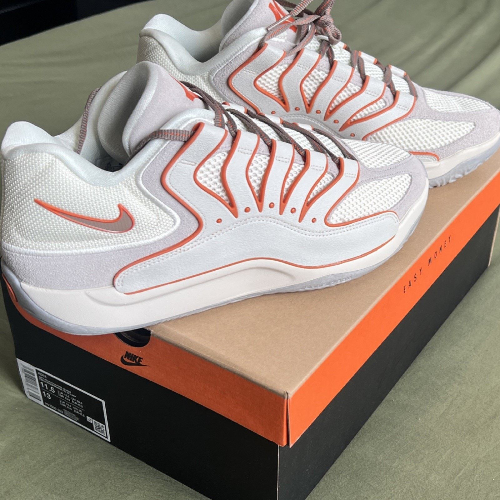 Nike Nike KD 18 Rise Soft Pearl Campfire Orange Mesh Low Top Men Size US 11.5 / EU 44-45 - 1 Thumbnail