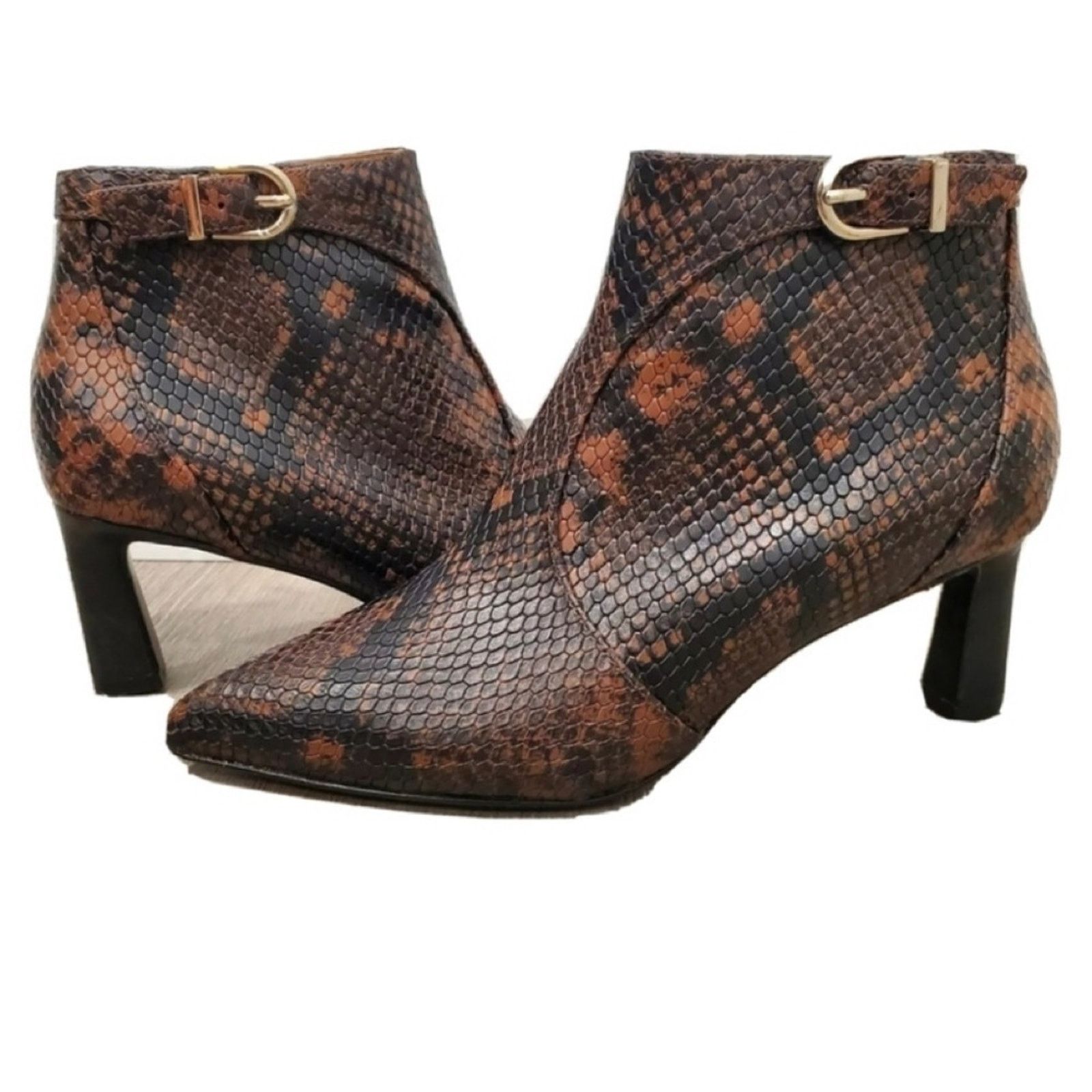 Joie Rawly Snakeskin-Embossed Leather Ankle Boots Size