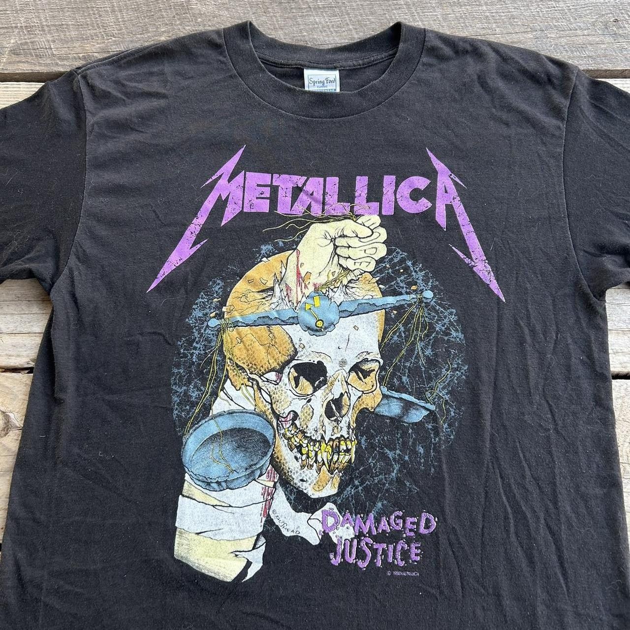 Band Tees Vintage 1988 Metallica Damaged Justice Band Tee T-Shirt Size US XL / EU 56 / 4 - 2 Thumbnail