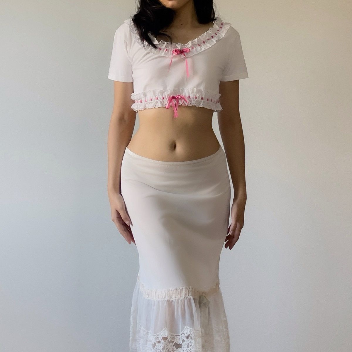 Victoria's Secret Victoria’s Secret 1990s White Eyelet Lace Crop Top (S–L) Size L / US 10 / IT 46 - 4 Thumbnail