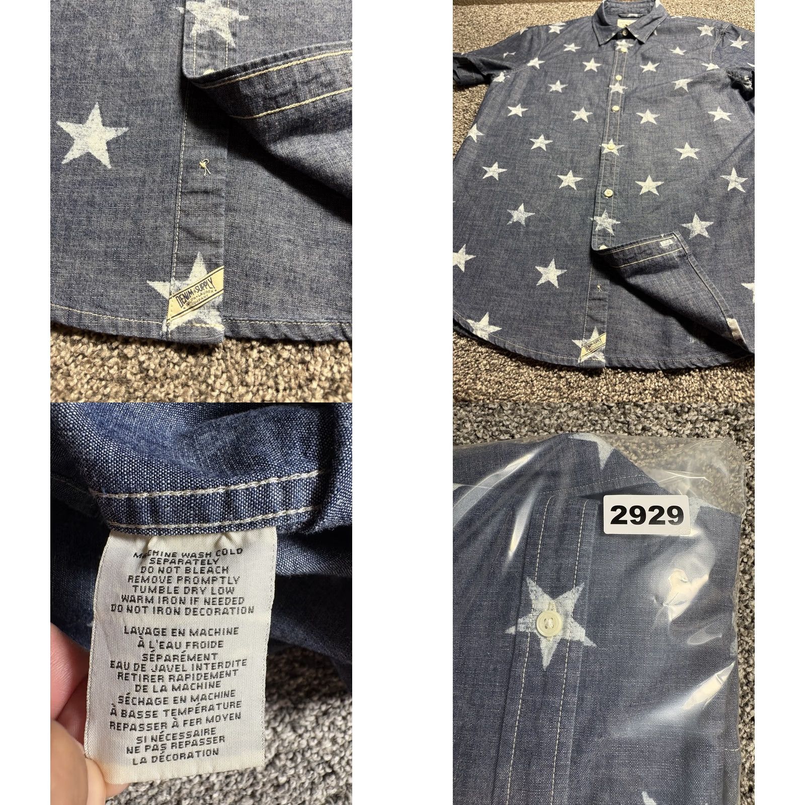 Ralph Lauren Denim & Supply Ralph Lauren Shirt Mens Medium Chambray Patriotic Stars Blue Button-Up Shirt Size US M / EU 48-50 / 2 - 8 Thumbnail