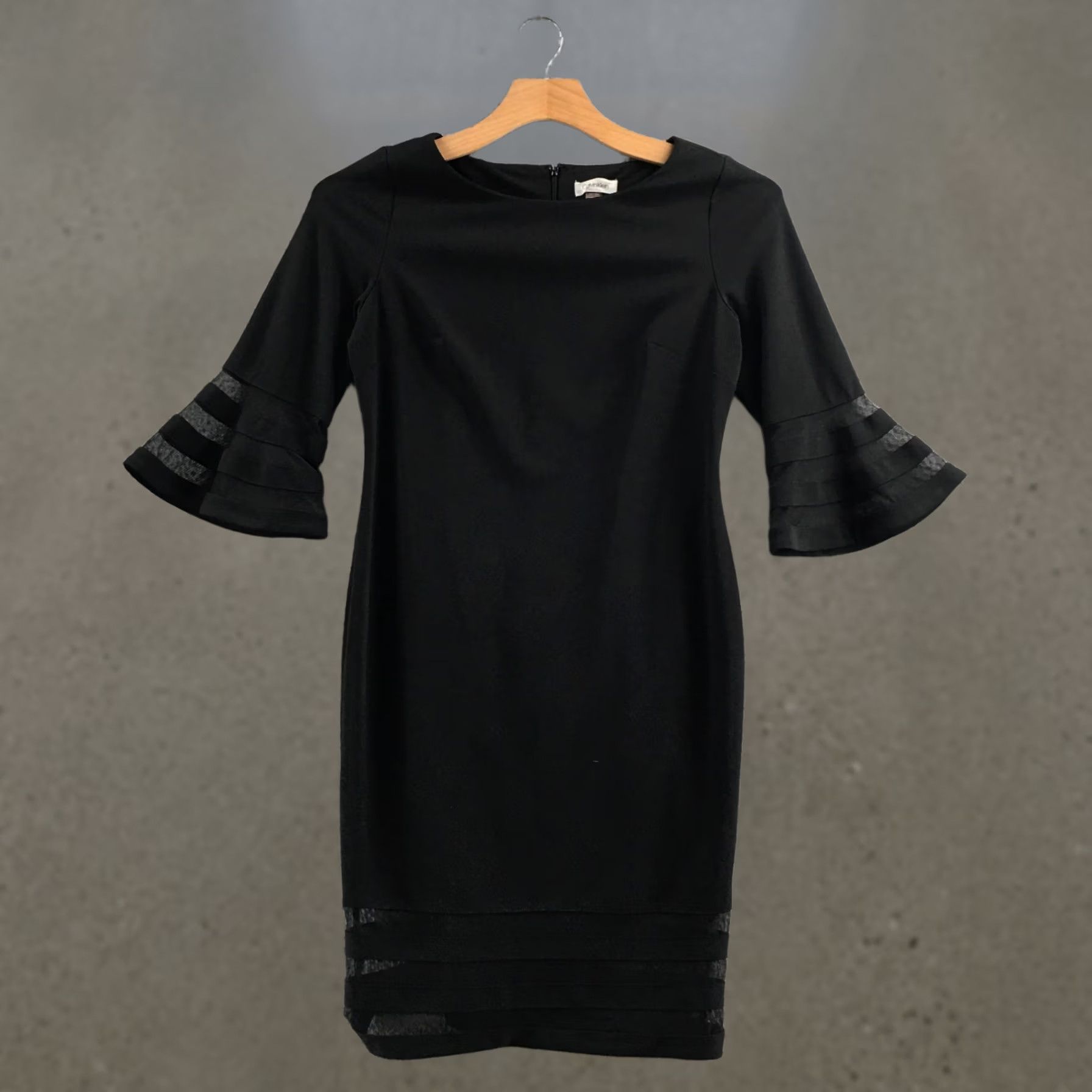 Calvin Klein Calvin Klein Pencil Dress Womens 12 Black Bell Sleeve Casual Lace Back Zipper Dress Size XL / US 12-14 / IT 48-50 - 1 Thumbnail