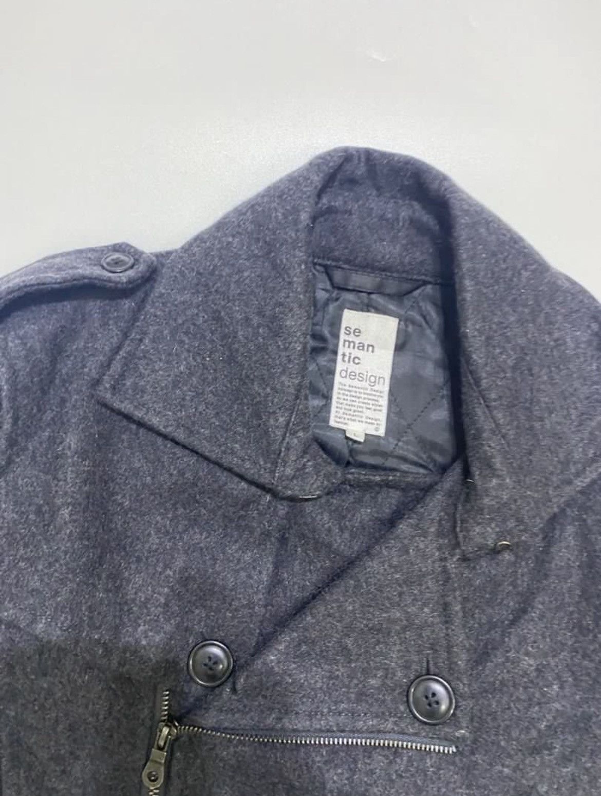 If Six Was Nine × Le Grande Bleu (L.G.B.) × semanticdesign Semantic Design Wool Bikers Jacket Size US L / EU 52-54 / 3 - 5 Thumbnail