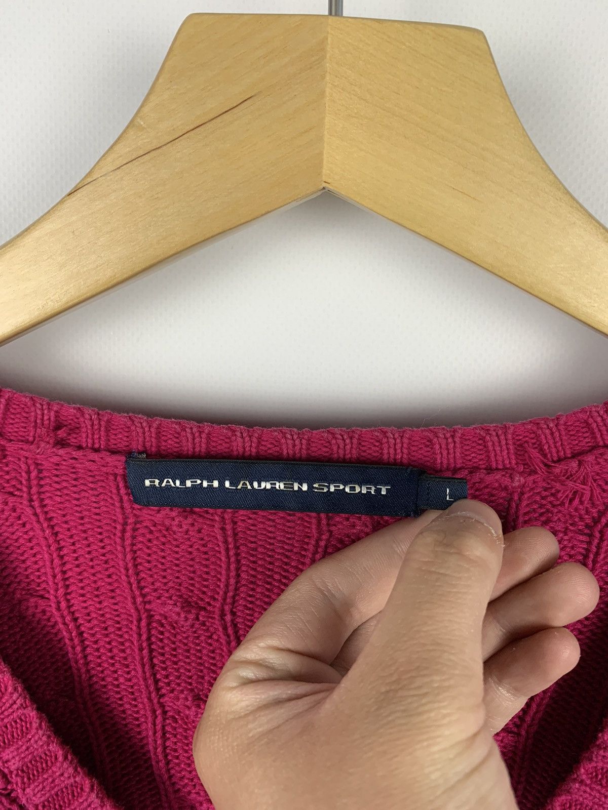 Ralph Lauren Sport Vintage Ralph Lauren Sport Cable Knit V-Neck Sweater Purple Size L / US 10 / IT 46 - 6 Thumbnail
