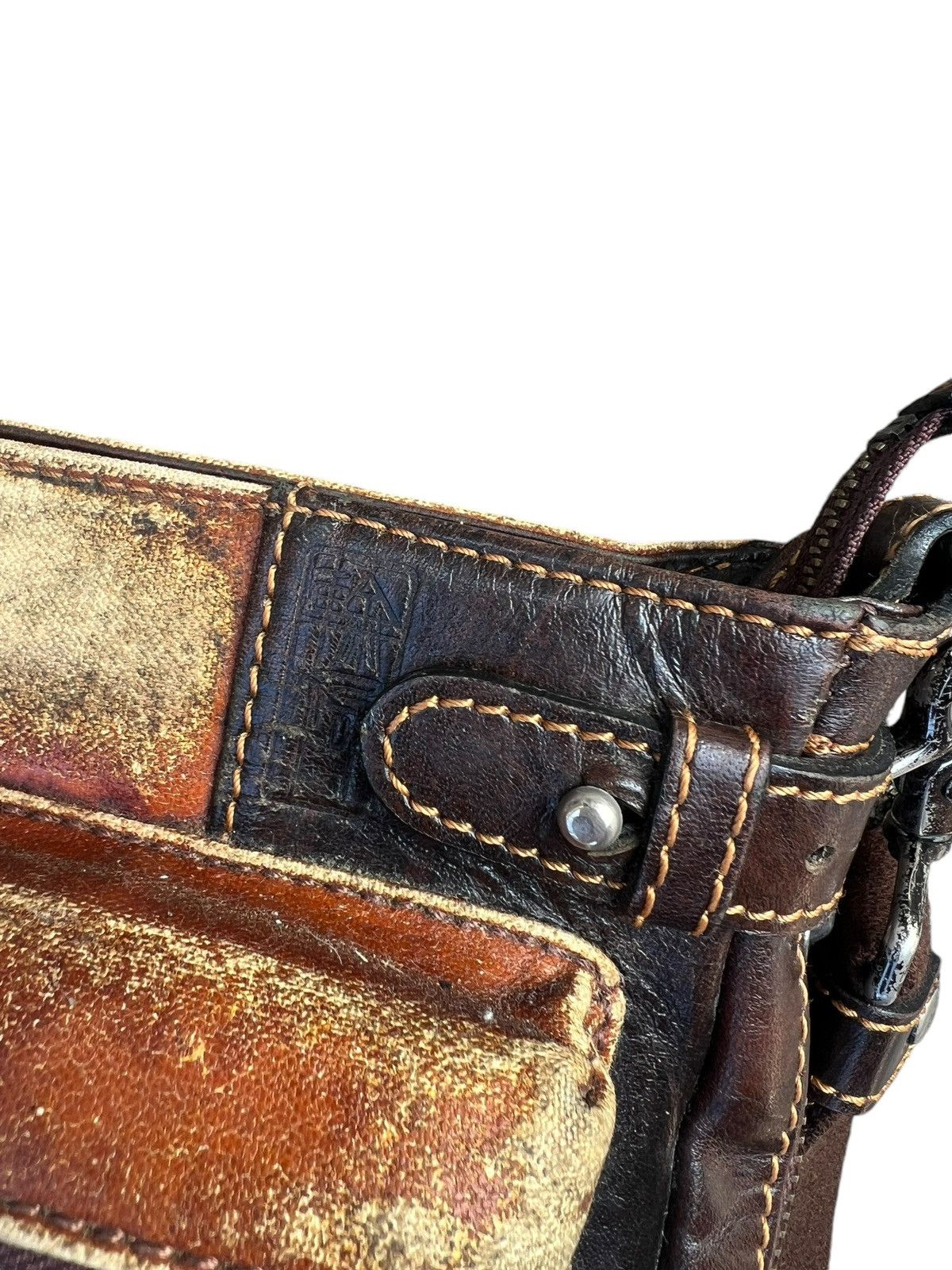 Japanese Brand Lin-ku Japan Distressed Waxed Patina Leather Cargo Bag Sling Size ONE SIZE - 20 Thumbnail