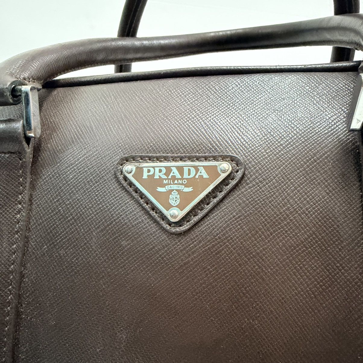 Prada Prada Brown Leather Saffiano Large Briefcase Bag Size ONE SIZE - 7 Thumbnail