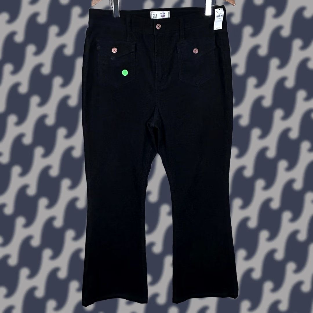 Gap Gap 70s Flare High Rise Corduroy Pants Womens 32 Black NWT Size 24" / US 00 / IT 34 - 1 Thumbnail