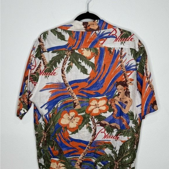 Rhude Rhude Le Fleur Linen Shirt White Multi Men’s Medium Size US M / EU 48-50 / 2 - 7 Thumbnail
